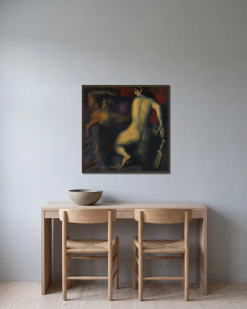 Judith und Holofernes (Um 1927) av Franz von Stuck inramad på en vägg