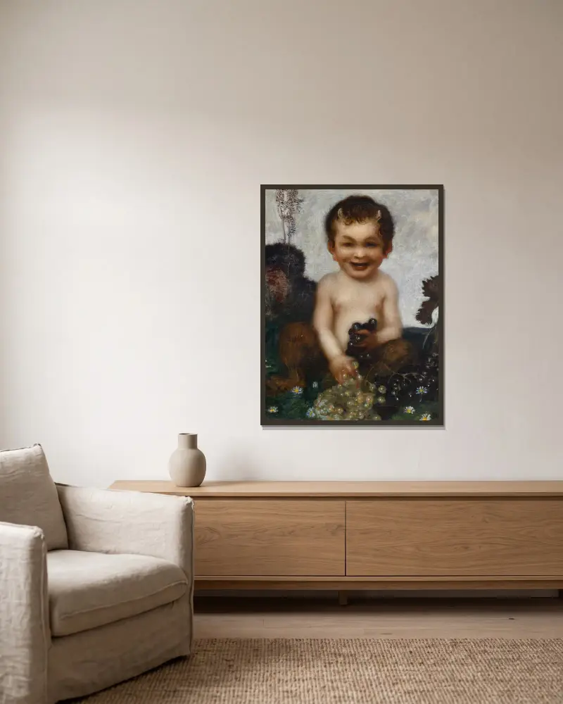 Junger Faun av Franz von Stuck inramad på en vägg