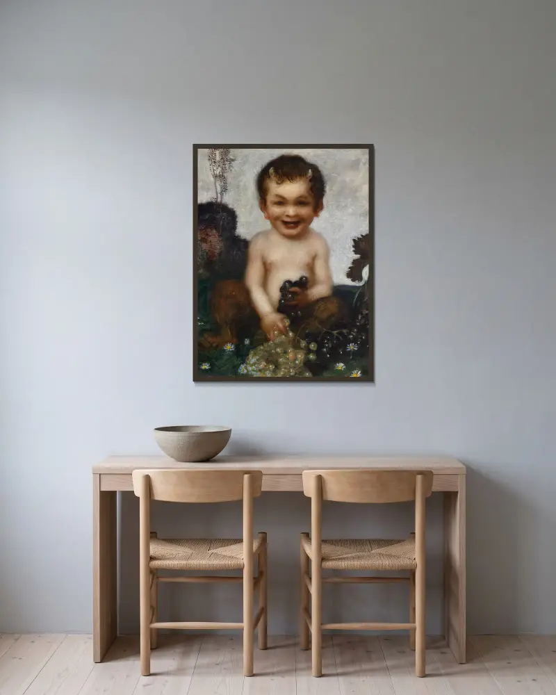 Junger Faun av Franz von Stuck inramad på en vägg