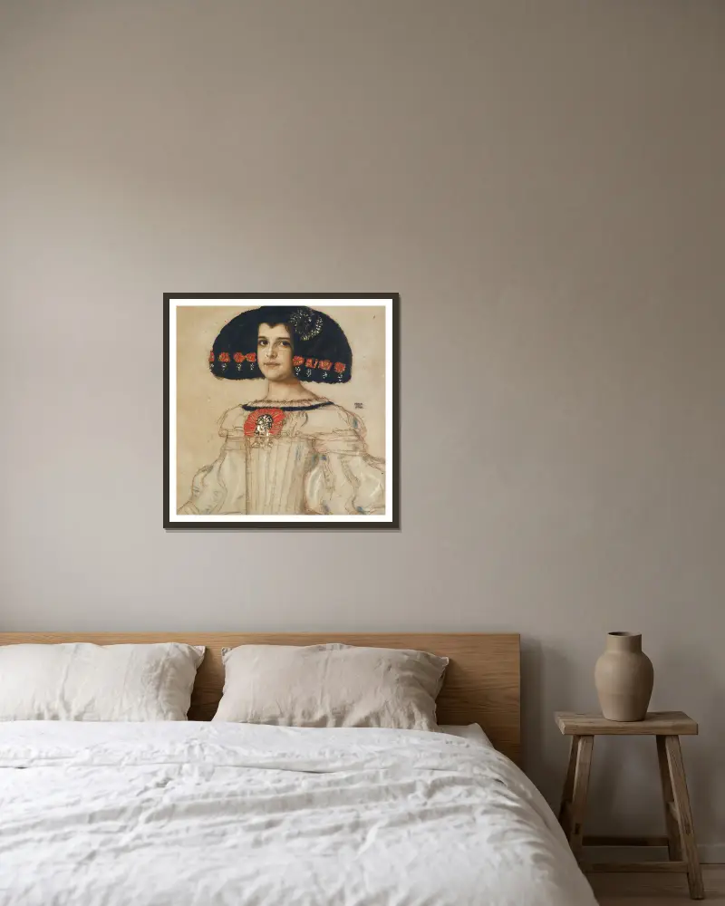 Mary, konstnärens dotter, i velázquezdräkt av Franz von Stuck inramad på en vägg