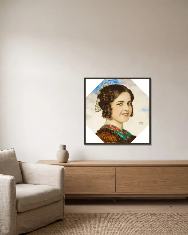 Porträt der Tochter Mary av Franz von Stuck inramad på en vägg