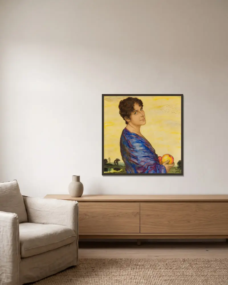 Porträtt av fru von Stuck av Franz von Stuck inramad på en vägg