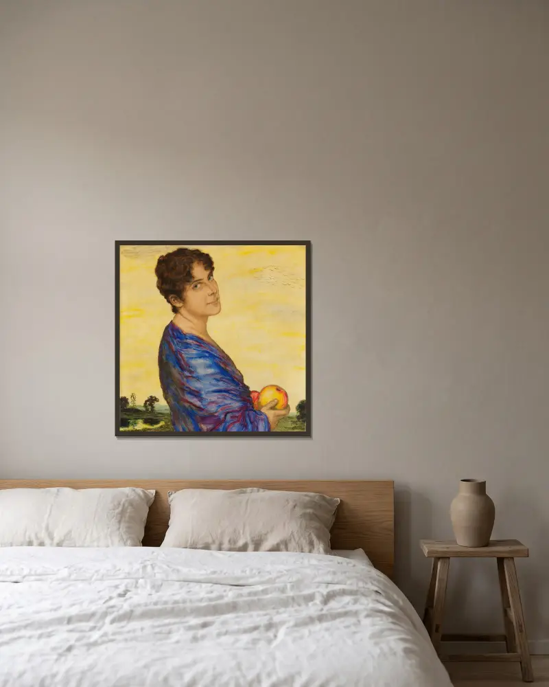 Porträtt av fru von Stuck av Franz von Stuck inramad på en vägg