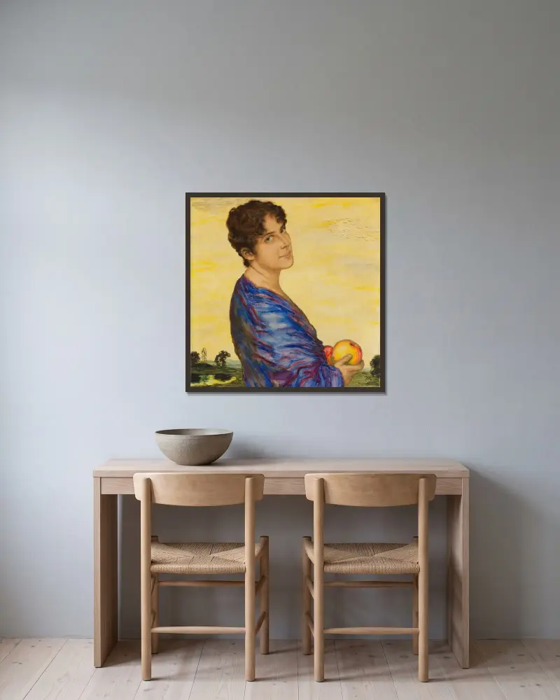 Porträtt av fru von Stuck av Franz von Stuck inramad på en vägg