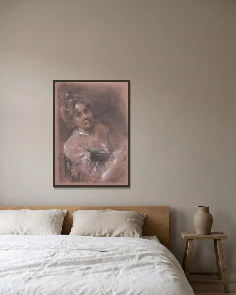 Bildnisstudie von Fritz von Uhde gerahmt an einer Wand