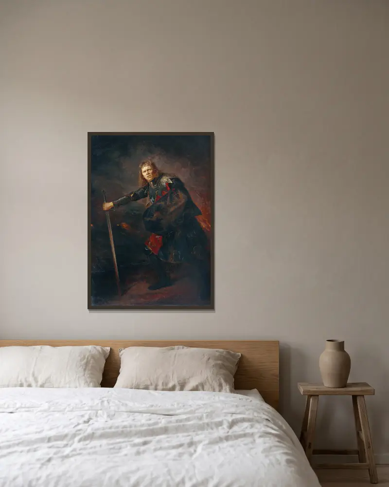 Der Schauspieler Alois Wohlmuth als Richard III. von Fritz von Uhde gerahmt an einer Wand