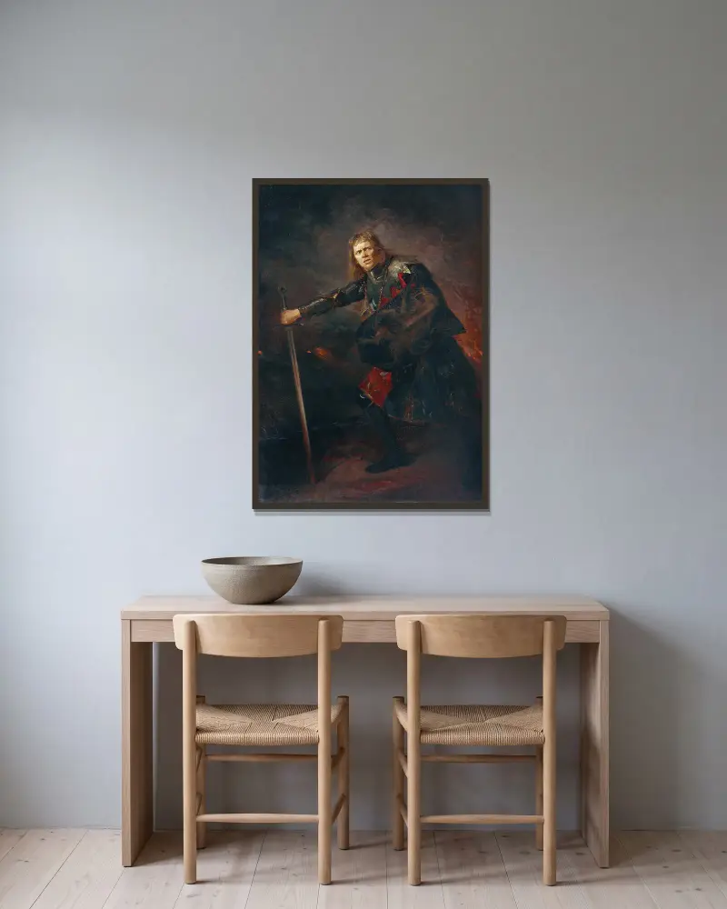 Der Schauspieler Alois Wohlmuth als Richard III. von Fritz von Uhde gerahmt an einer Wand