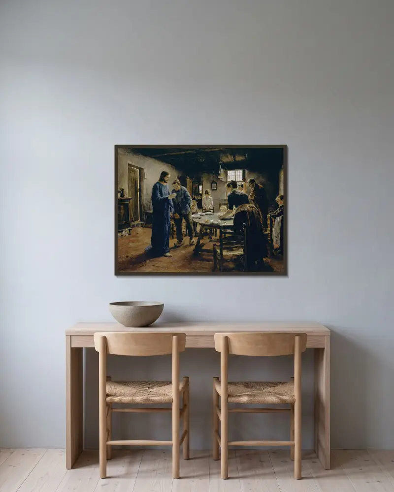 The Mealtime Prayer av Fritz von Uhde inramad på en vägg