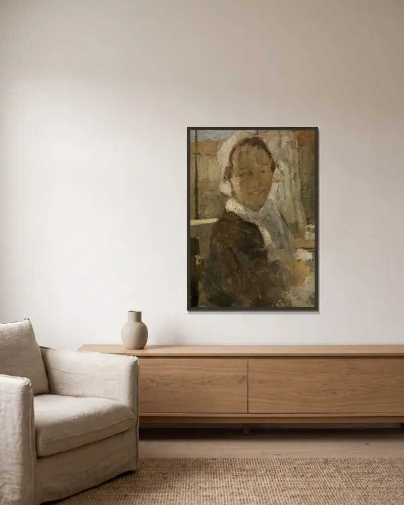 Young Girl av Fritz von Uhde inramad på en vägg