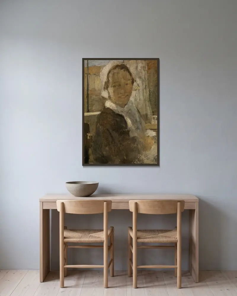 Young Girl av Fritz von Uhde inramad på en vägg