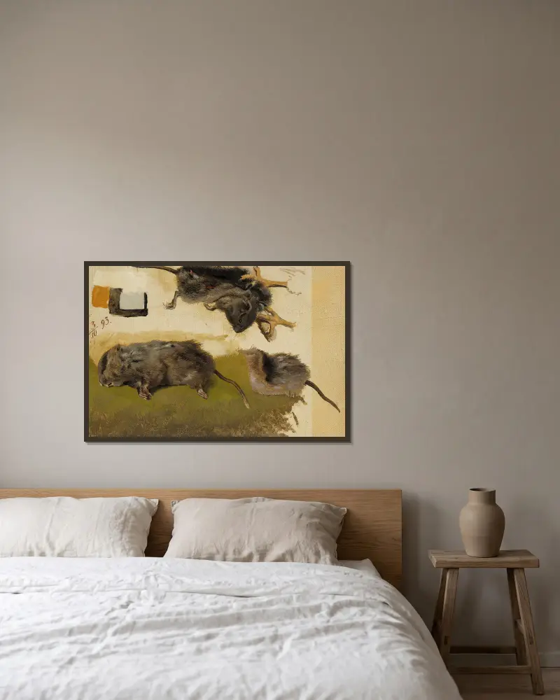 Rodents av Ferdinand von Wright inramad på en vägg