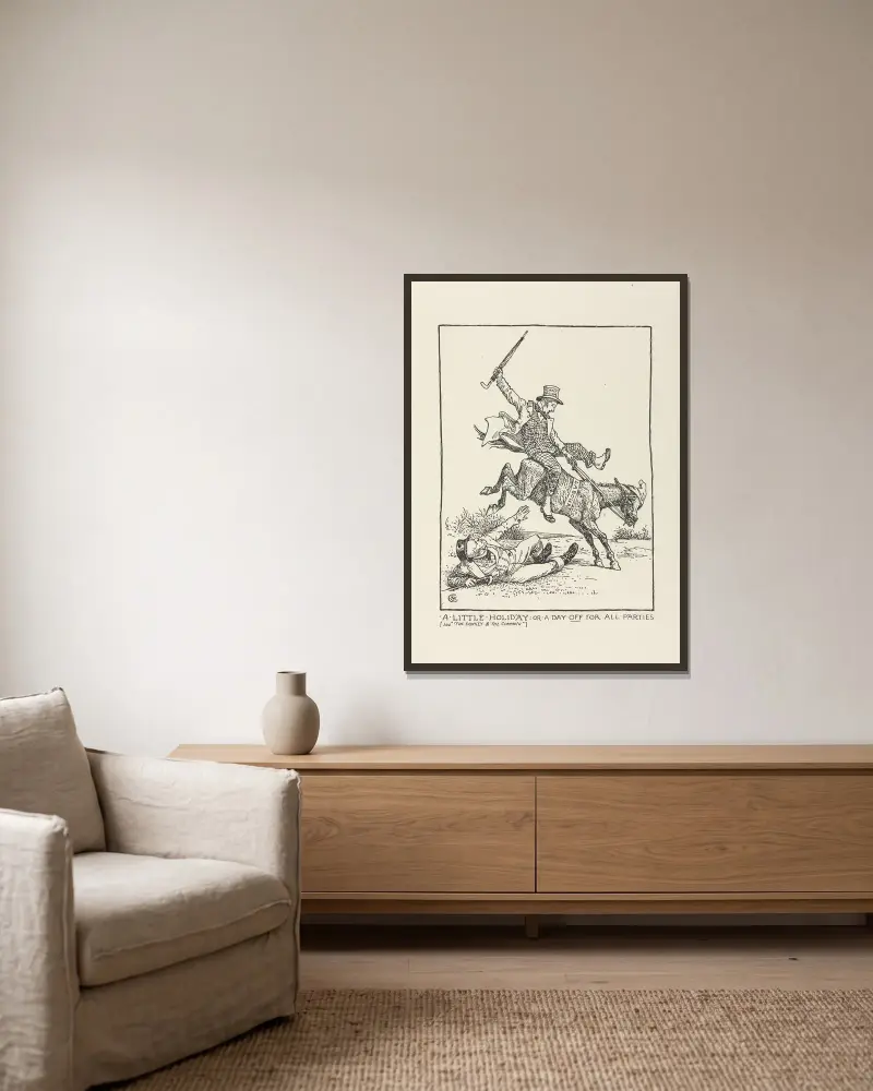 Karikaturen für die Sache Pl. 13 von Walter Crane gerahmt an einer Wand