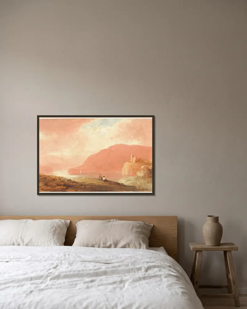 Schloss an einem Fluss von Robert Walter Weir gerahmt an einer Wand