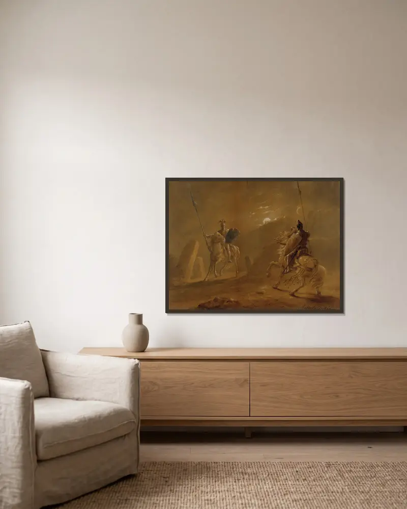 Begegnung der Ritter von Robert Walter Weir gerahmt an einer Wand