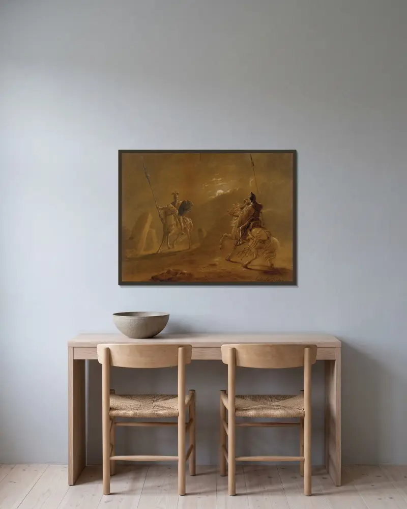 Begegnung der Ritter von Robert Walter Weir gerahmt an einer Wand