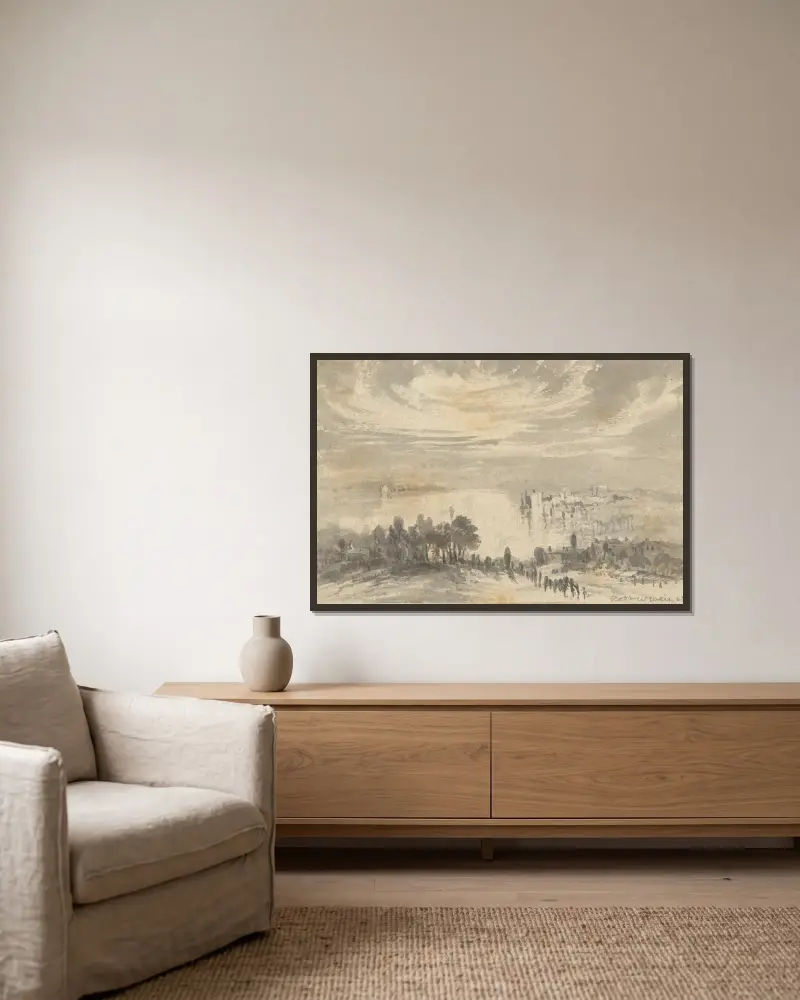 Landschaft – Stadt an einer Bucht von Robert Walter Weir gerahmt an einer Wand