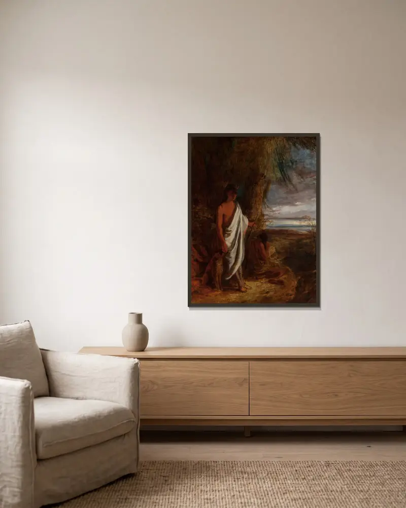 Der letzte Mohikaner von Robert Walter Weir gerahmt an einer Wand
