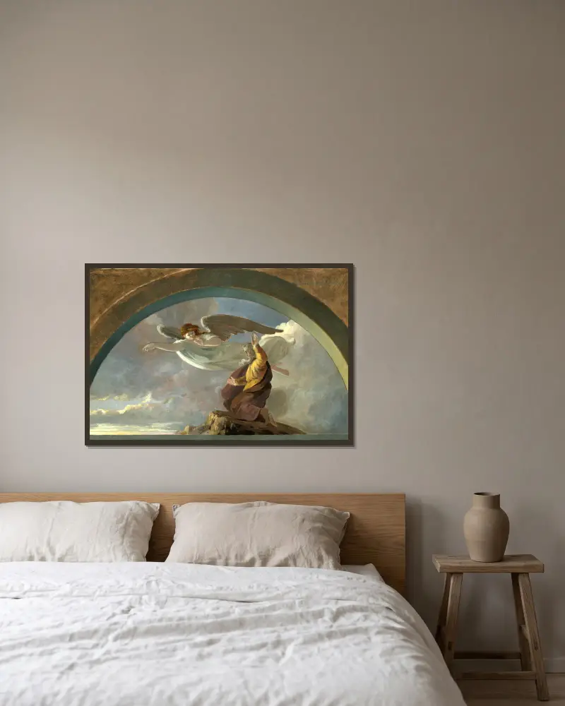 Mose schaut auf das gelobte Land von Robert Walter Weir gerahmt an einer Wand