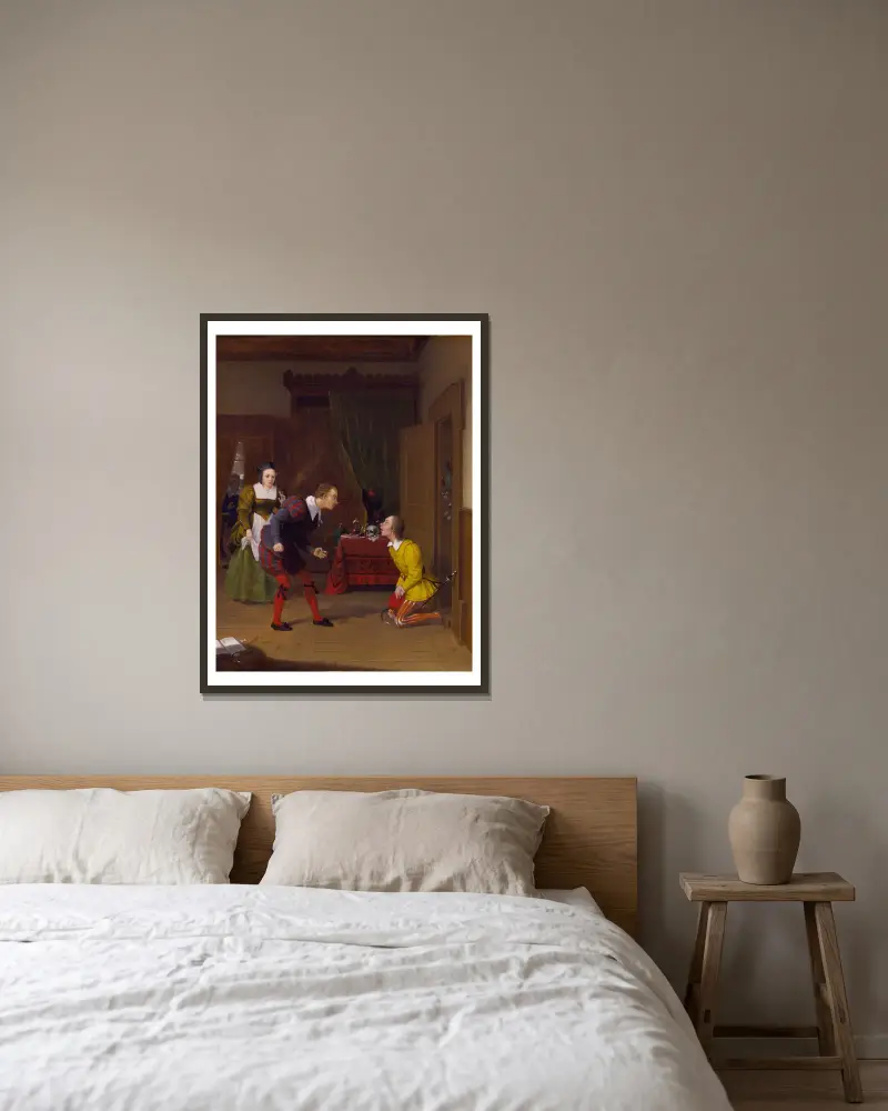 Die lustigen Weiber von Windsor: Dr. Caius, Simple und Dame Quickly von Robert Walter Weir gerahmt an einer Wand