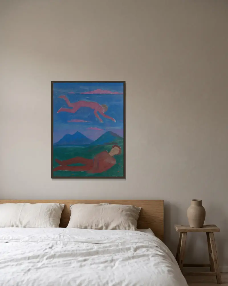 Allegorische Szene von Walther Gamerith gerahmt an einer Wand