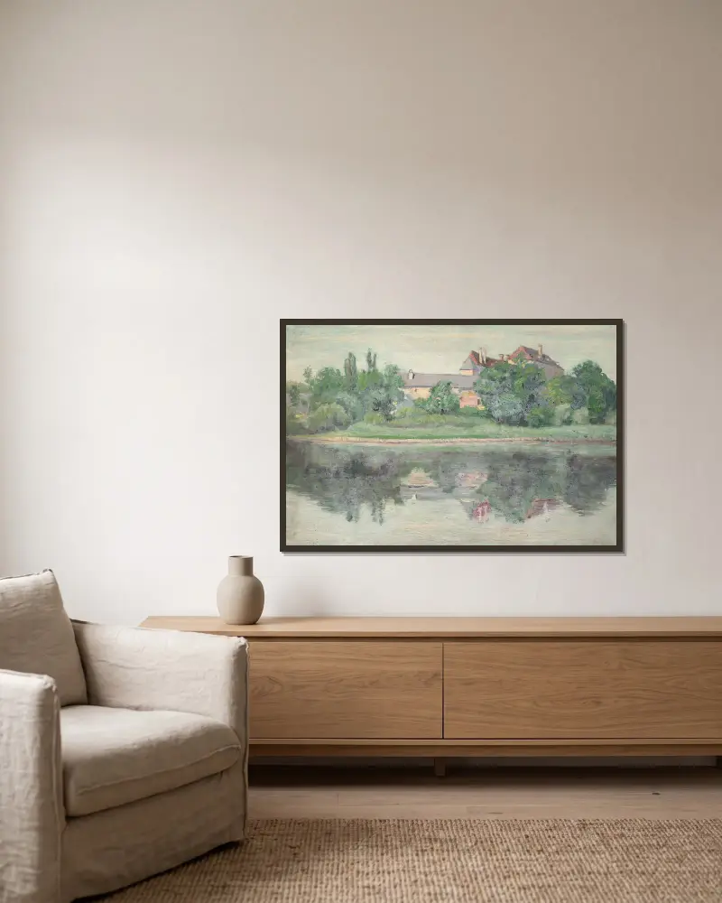 Schloss am See av Walther Gamerith inramad på en vägg