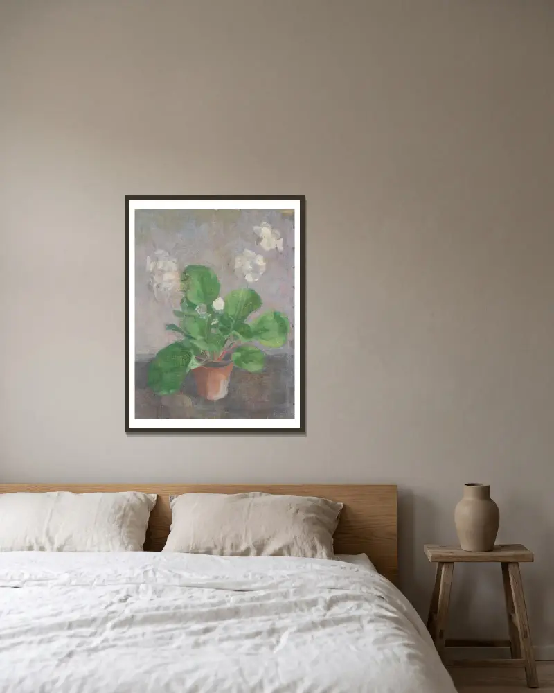 Stillleben mit Blumentopf av Walther Gamerith inramad på en vägg