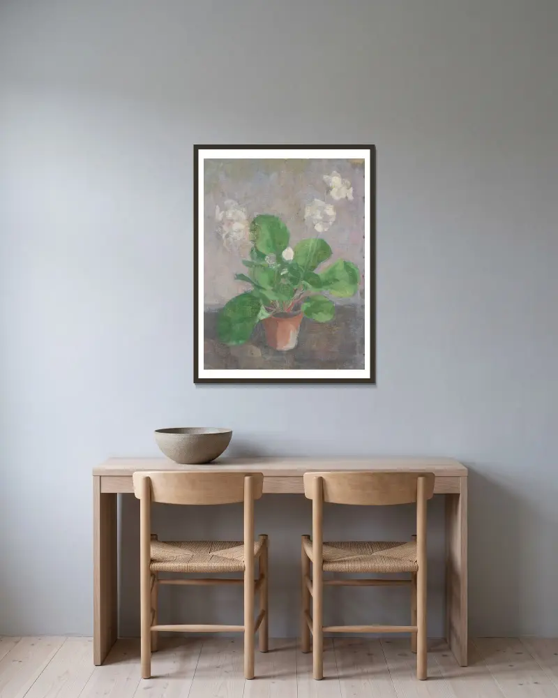 Stillleben mit Blumentopf av Walther Gamerith inramad på en vägg
