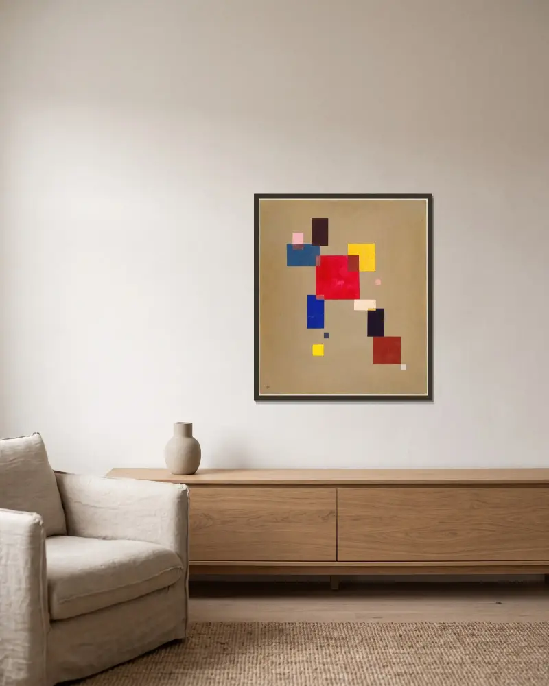 13 Rechtecke (Thirteen rectangles) av Wassily Kandinsky inramad på en vägg