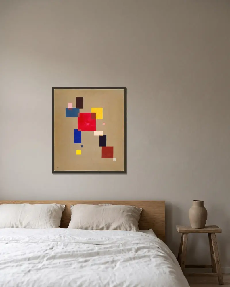 13 Rechtecke (Thirteen rectangles) av Wassily Kandinsky inramad på en vägg
