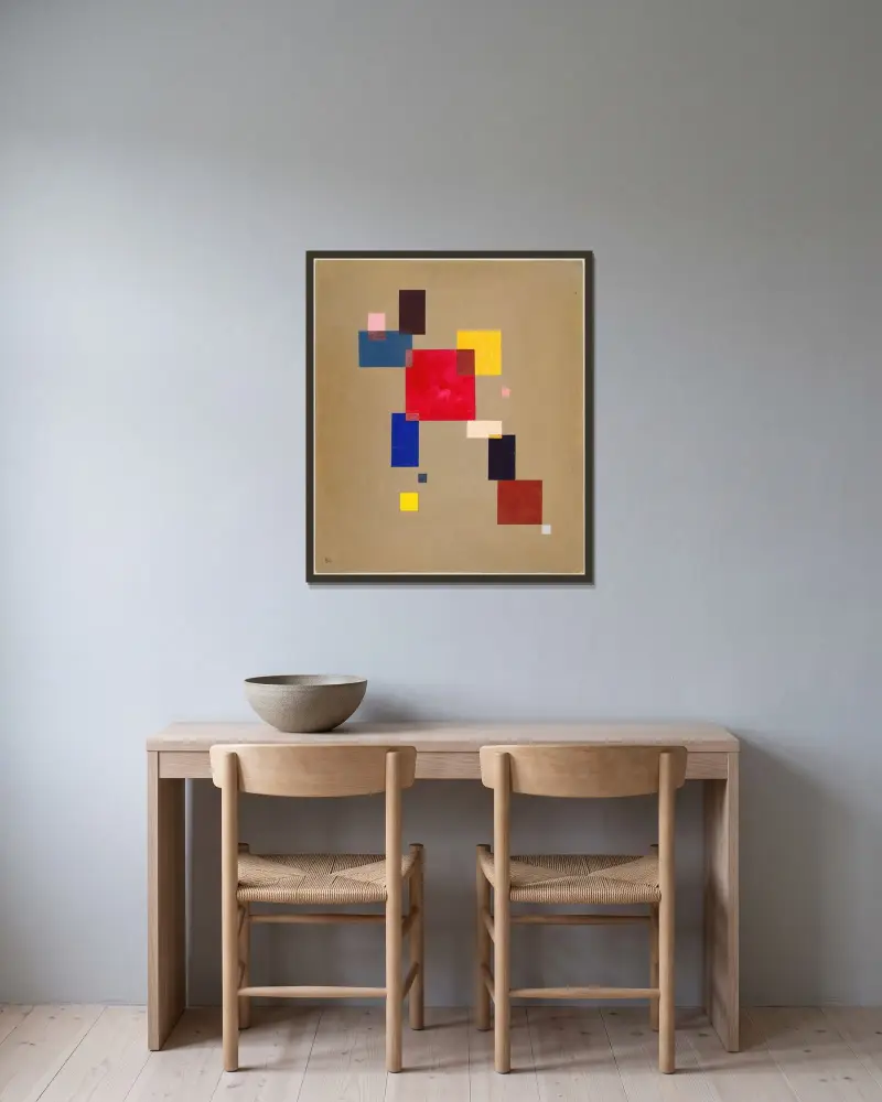 13 Rechtecke (Thirteen rectangles) av Wassily Kandinsky inramad på en vägg