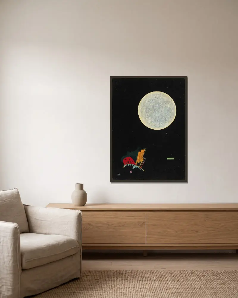 A Circle (A) av Wassily Kandinsky inramad på en vägg