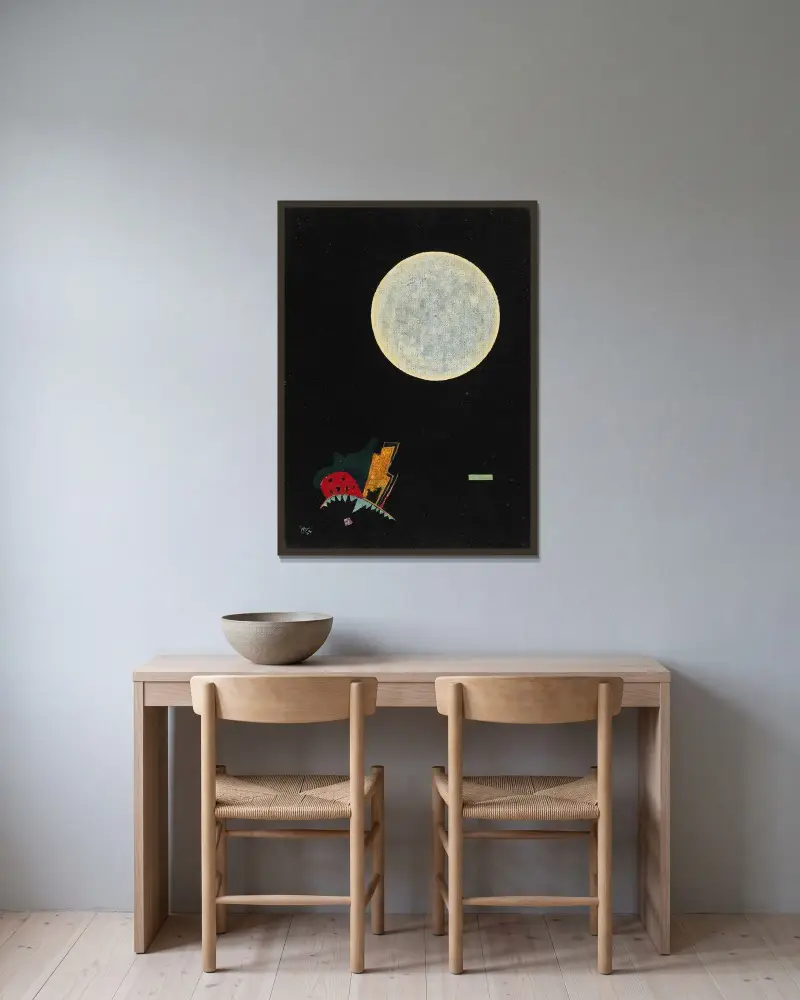 A Circle (A) av Wassily Kandinsky inramad på en vägg