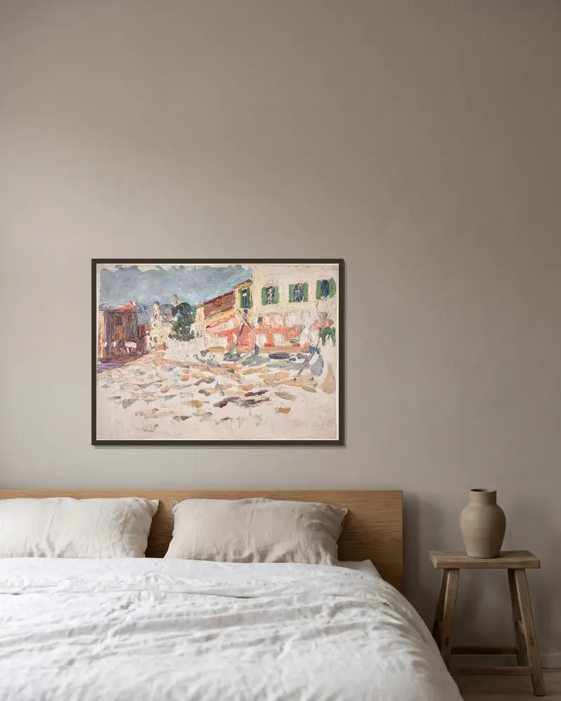 A Square av Wassily Kandinsky inramad på en vägg