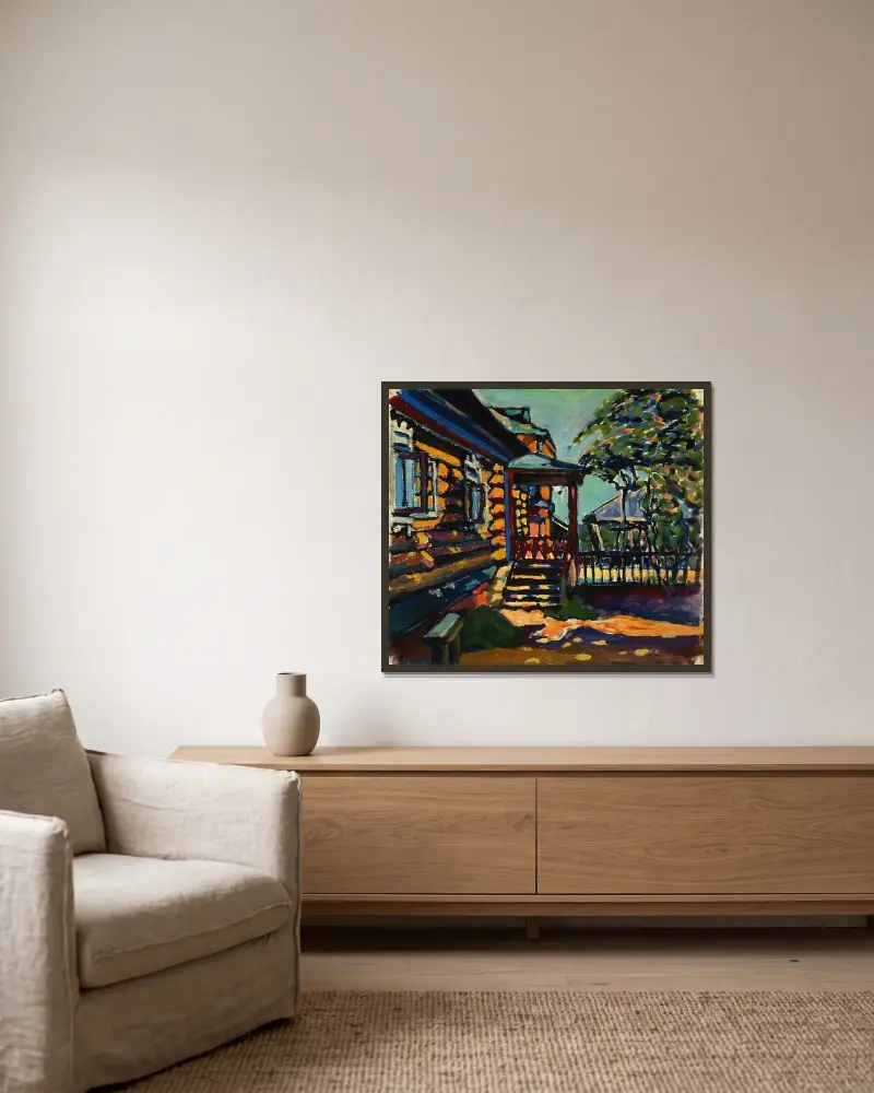 Achtyrka. Główne wejście do daczy, Wassily Kandinsky w ramie na ścianie