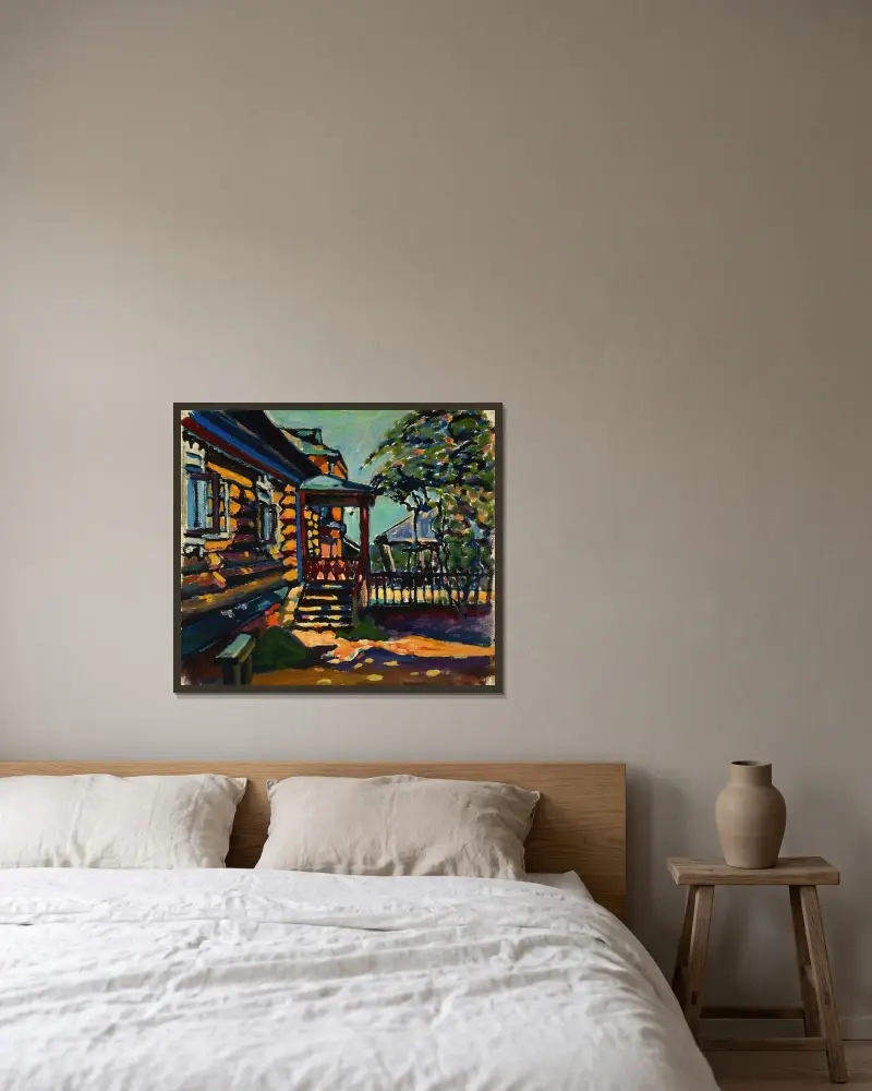 Achtyrka. Główne wejście do daczy, Wassily Kandinsky w ramie na ścianie