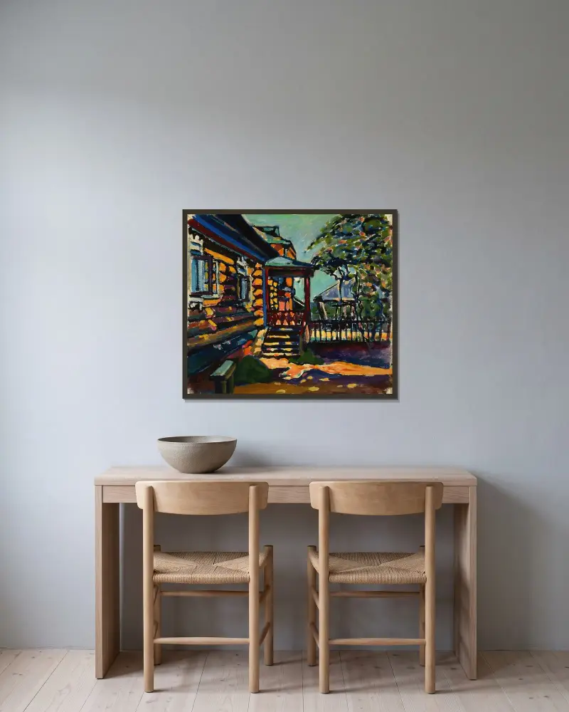 Achtyrka. Główne wejście do daczy, Wassily Kandinsky w ramie na ścianie