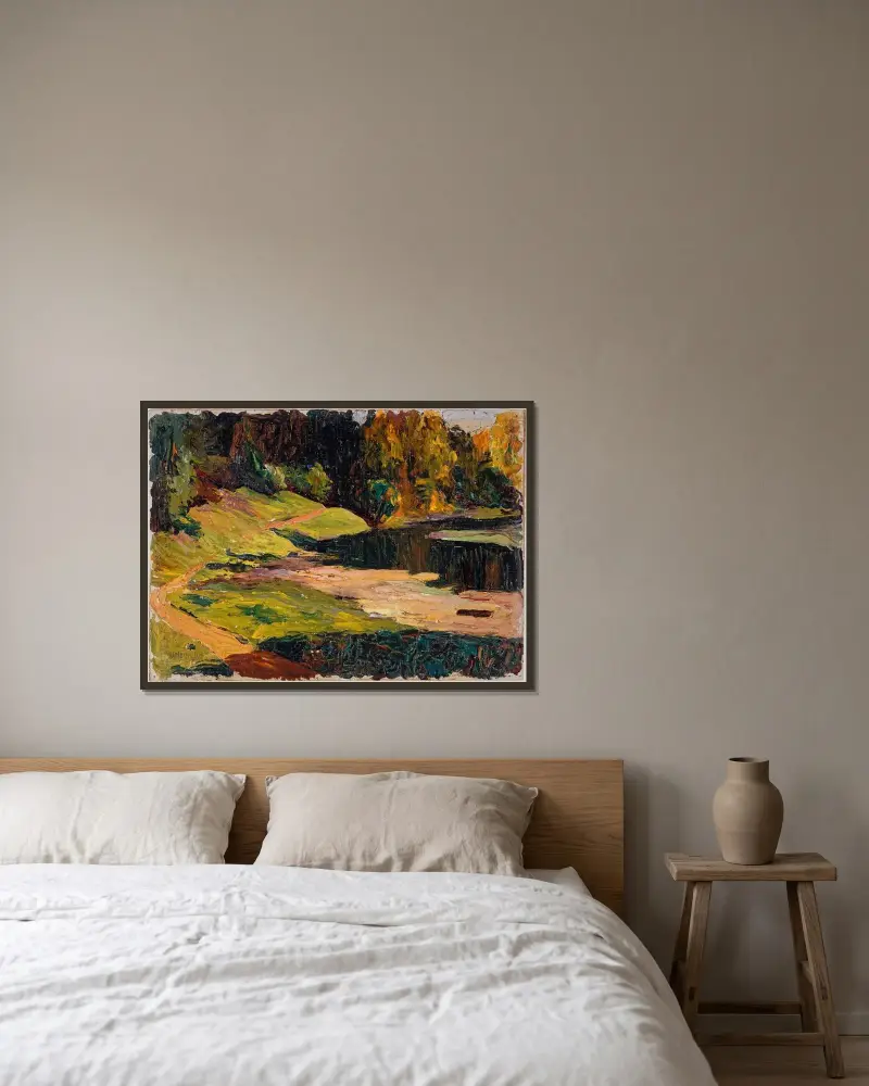 Park von Achtyrka von Wassily Kandinsky gerahmt an einer Wand
