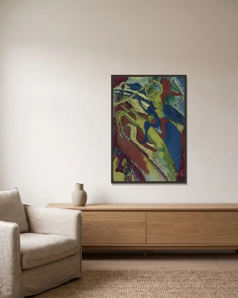 Apocalyptic Riders I av Wassily Kandinsky inramad på en vägg