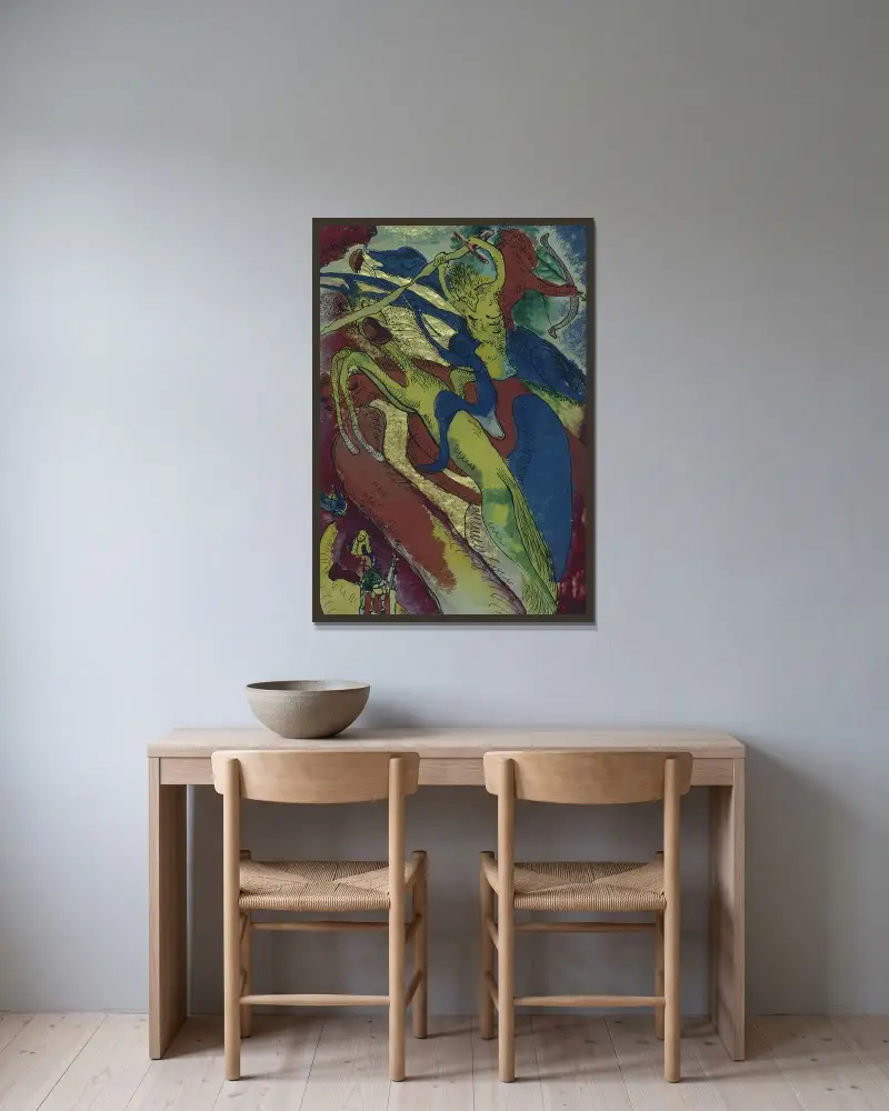 Apocalyptic Riders I av Wassily Kandinsky inramad på en vägg