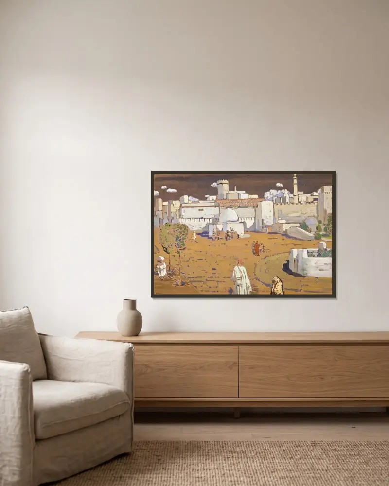 Arabische Stadt von Wassily Kandinsky gerahmt an einer Wand