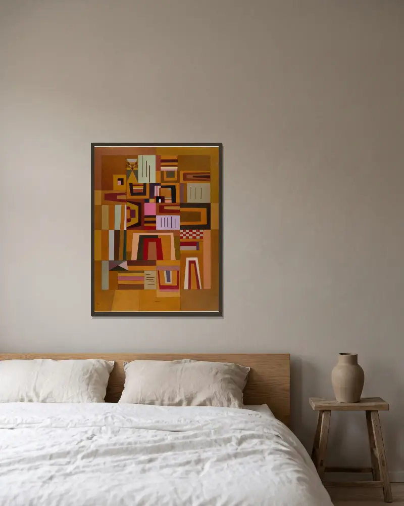 Ausgleichrosa von Wassily Kandinsky gerahmt an einer Wand