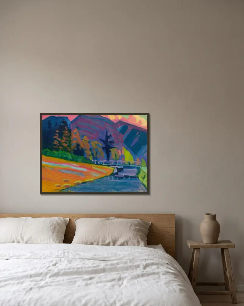 Bei Oberau av Wassily Kandinsky inramad på en vägg