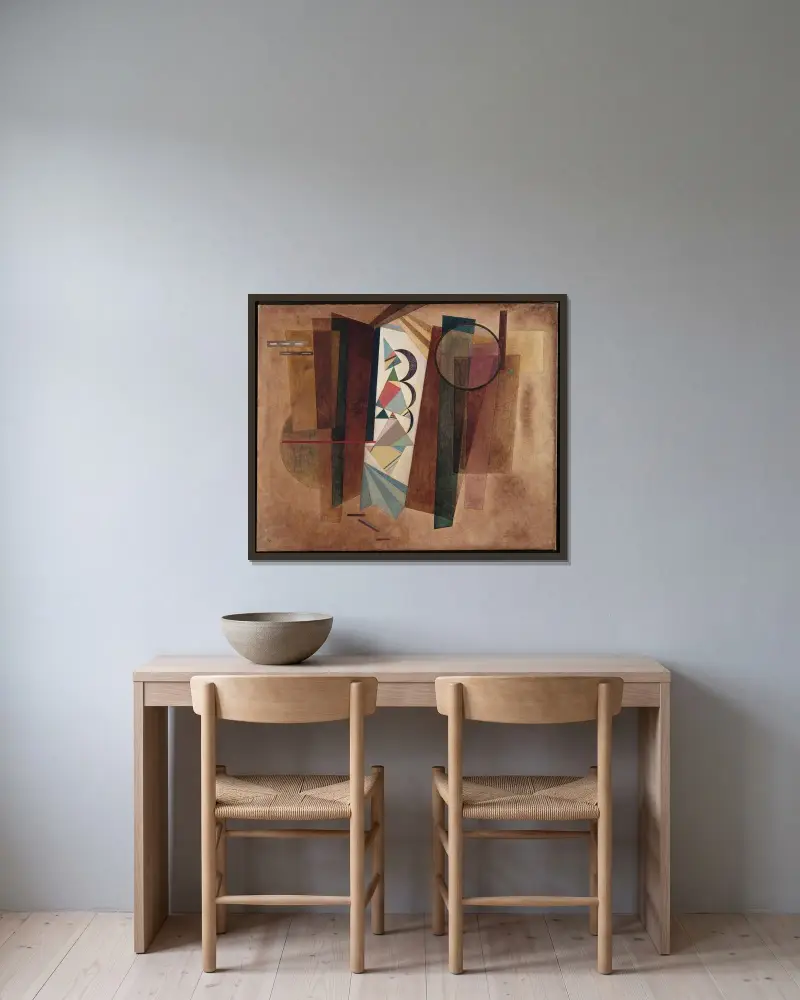 Entwicklung in Braun von Wassily Kandinsky gerahmt an einer Wand