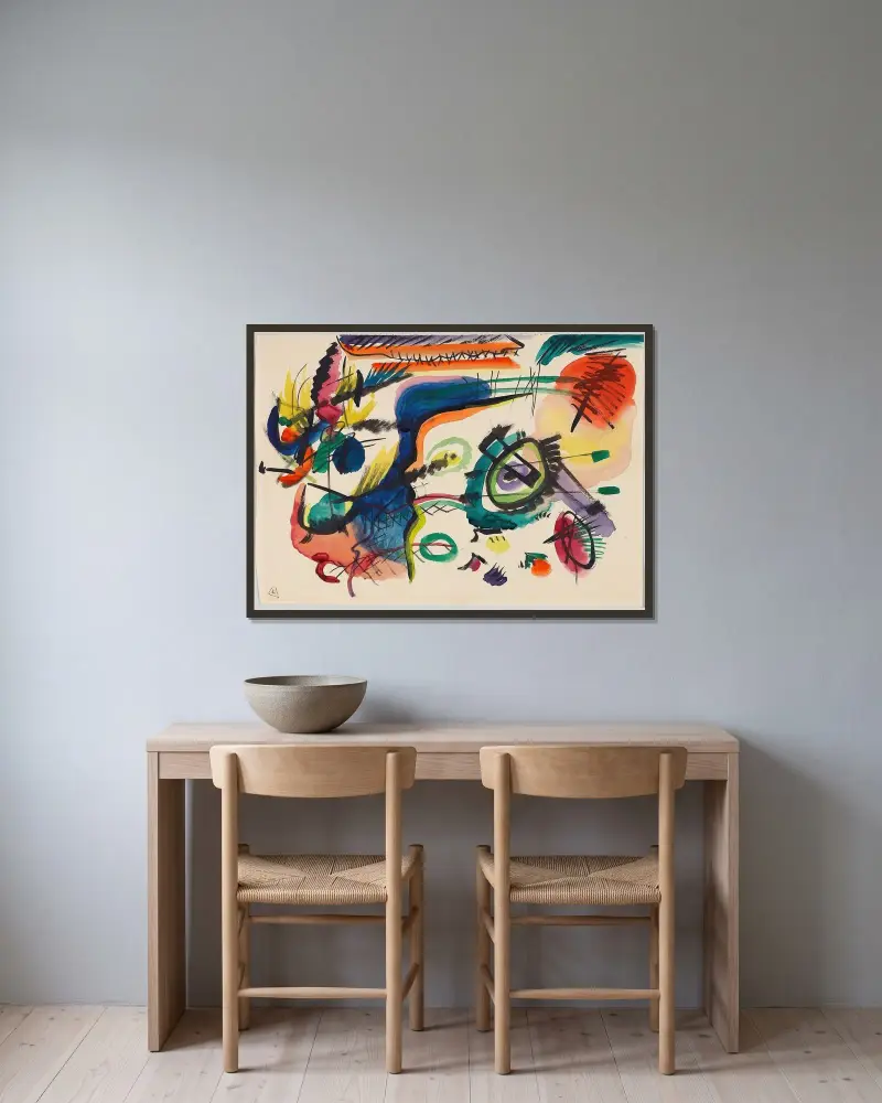 Draft for ‘Composition VII’ I av Wassily Kandinsky inramad på en vägg