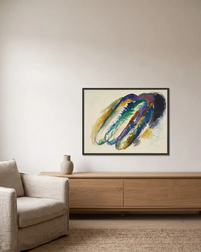 Draft for ‘Composition VII’ av Wassily Kandinsky inramad på en vägg