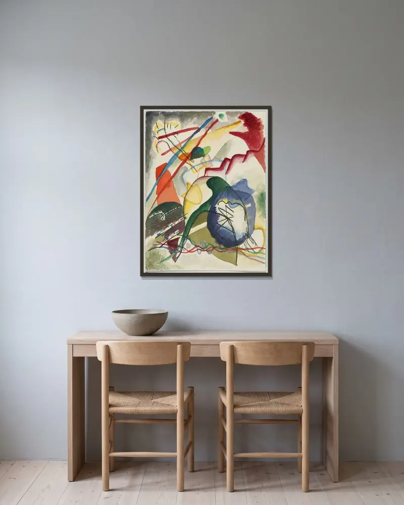 Draft for ‘Picture with a white border’ I av Wassily Kandinsky inramad på en vägg