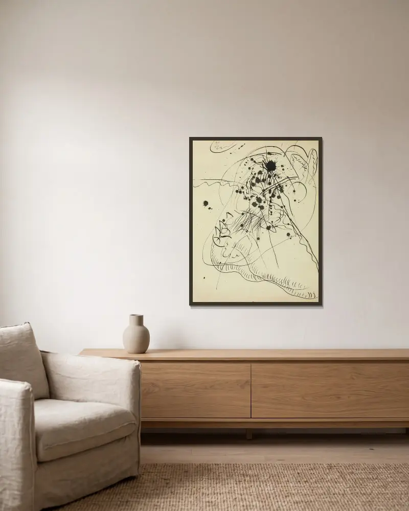 Drawing after ‘Blauer Fleck av Wassily Kandinsky inramad på en vägg