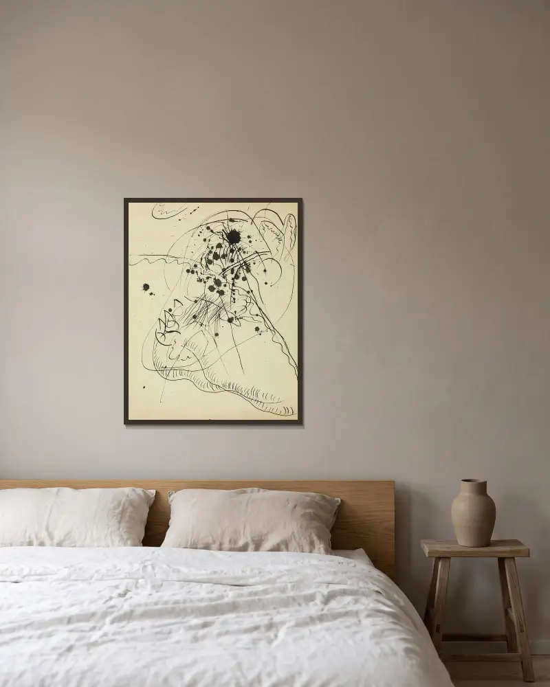 Drawing after ‘Blauer Fleck av Wassily Kandinsky inramad på en vägg