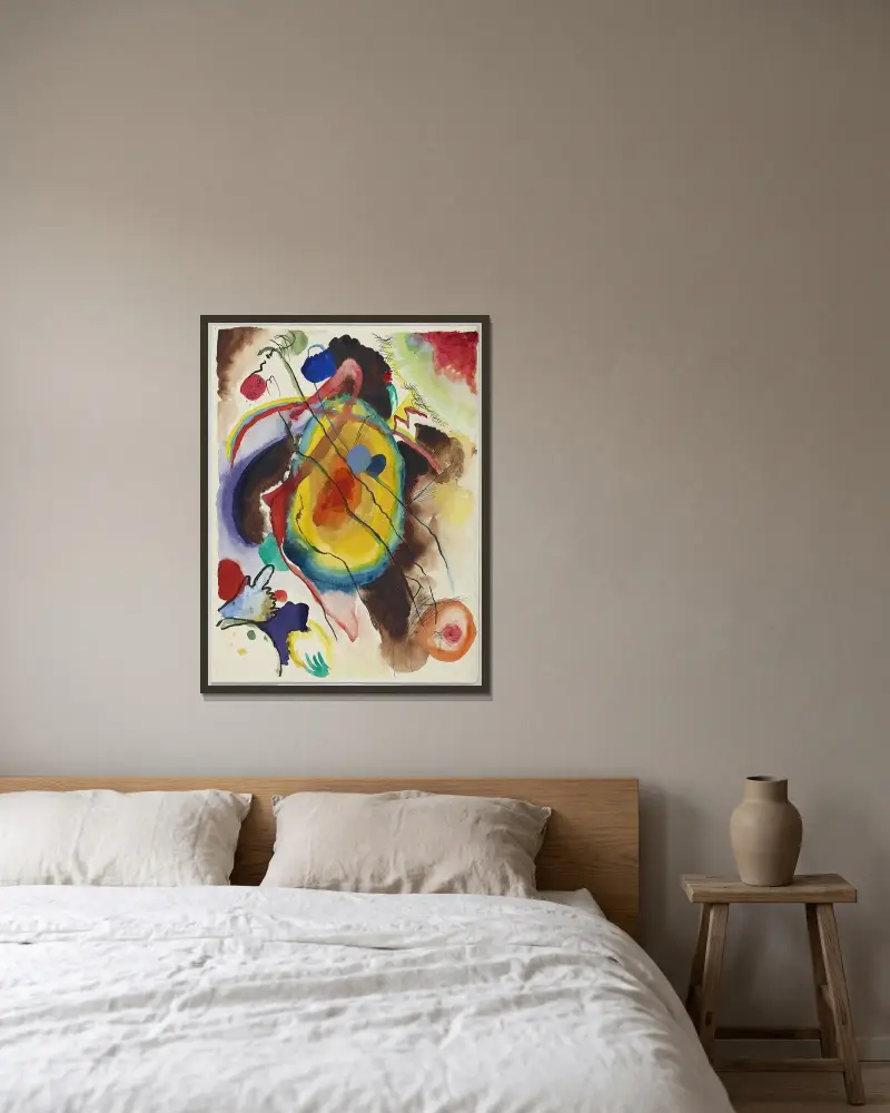 Utkast till en väggmålning för Edwin R. Campbell av Wassily Kandinsky inramad på en vägg