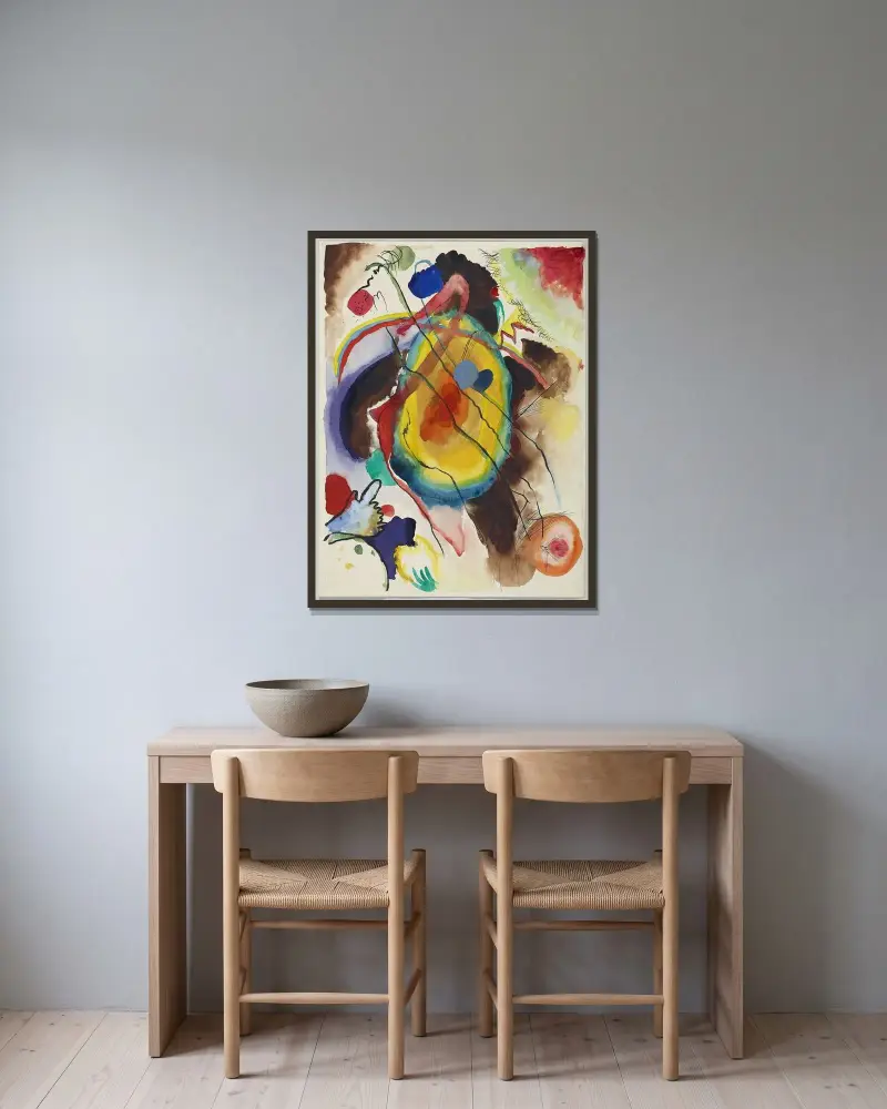Utkast till en väggmålning för Edwin R. Campbell av Wassily Kandinsky inramad på en vägg